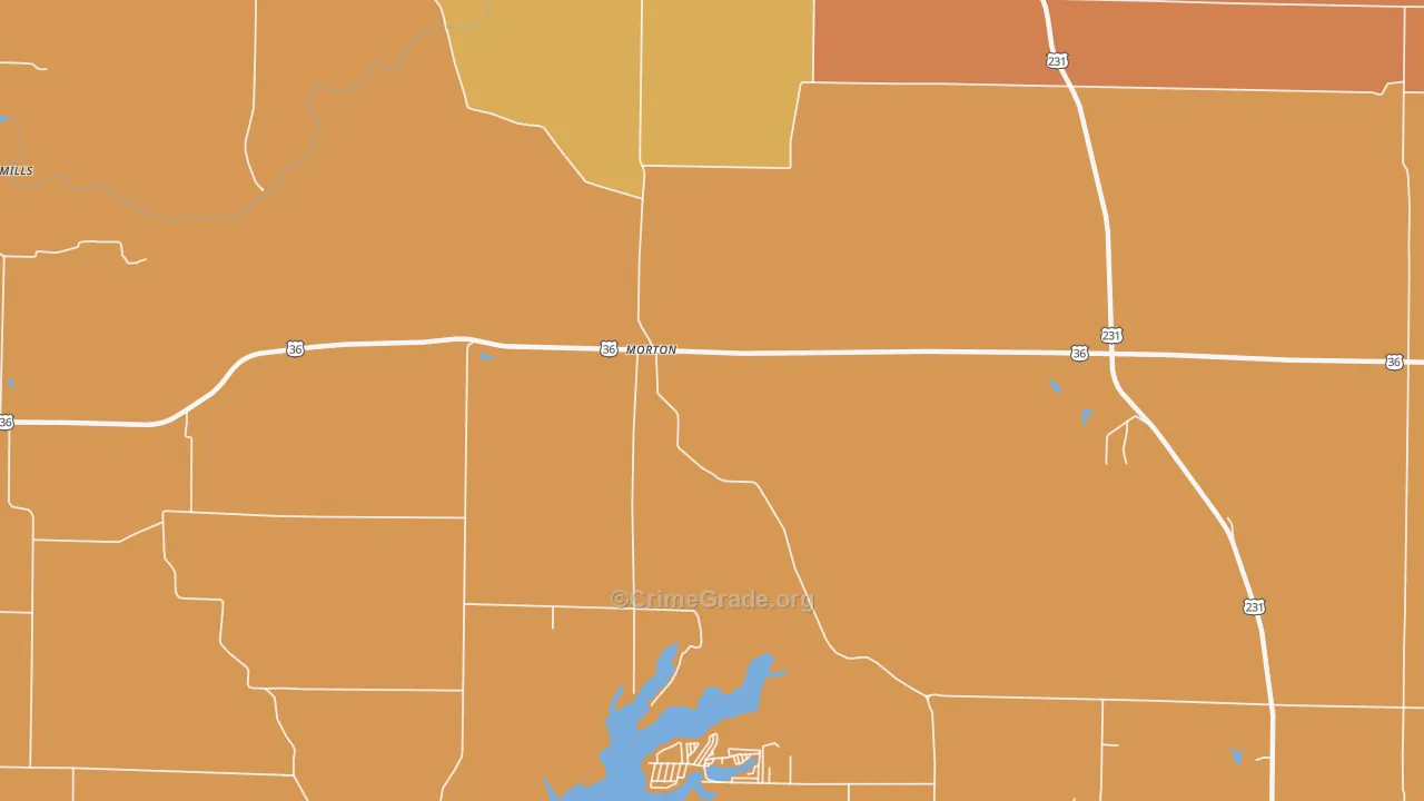 Morton, IN Map of Robbery Rates