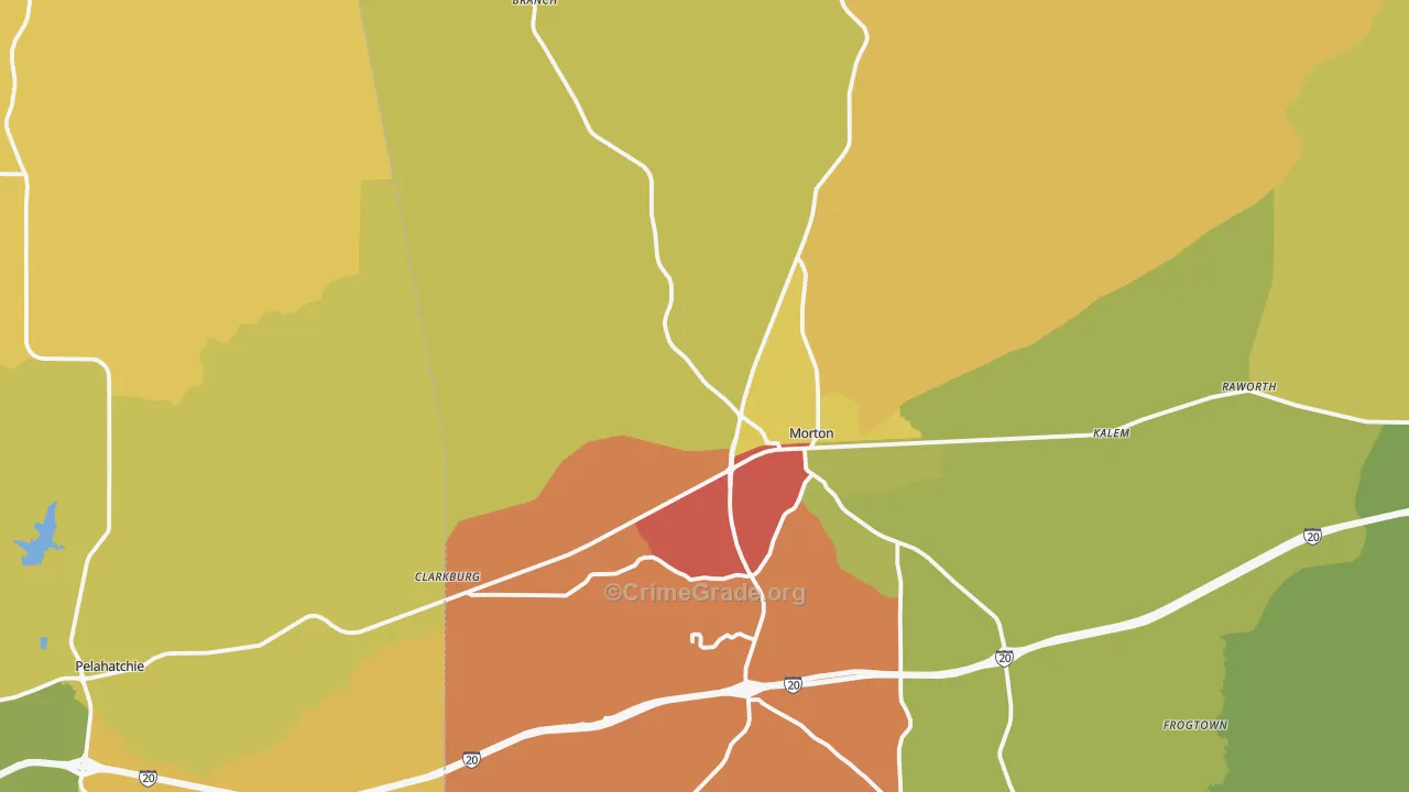 Morton, MS Map of Robbery Rates
