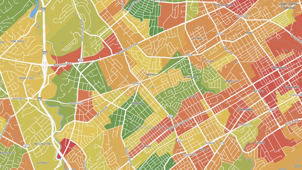Morton, PA Map of Robbery Rates