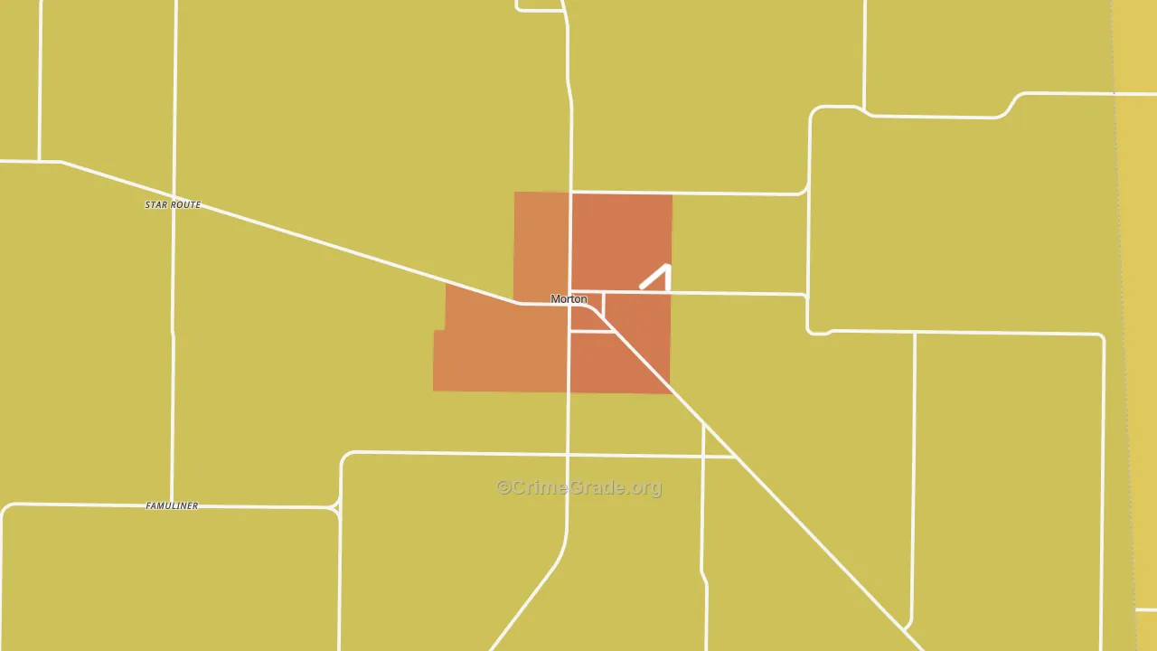 Morton, TX Map of Robbery Rates