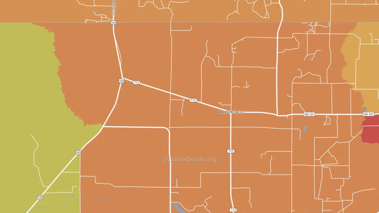 Morton Valley, TX Map of Robbery Rates