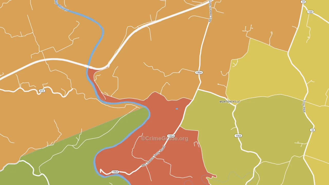 Mortonsville, KY Map of Robbery Rates