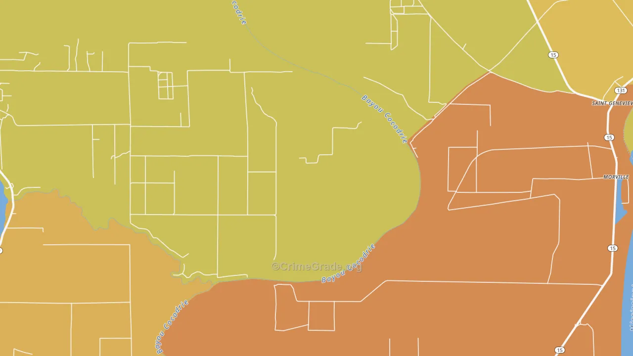 Morville, LA Map of Robbery Rates