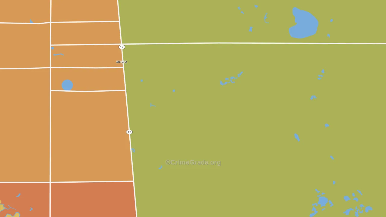Mosca, CO Map of Robbery Rates