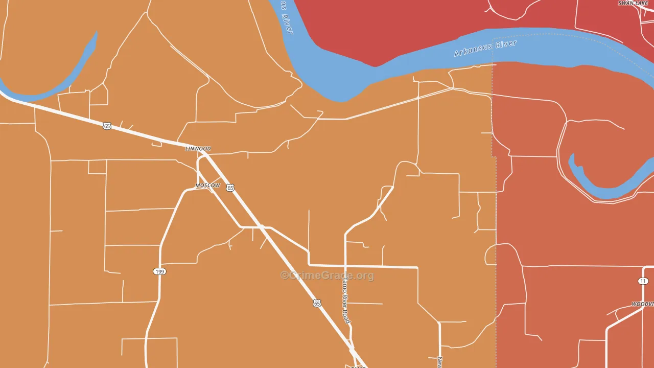 Moscow, AR Map of Robbery Rates