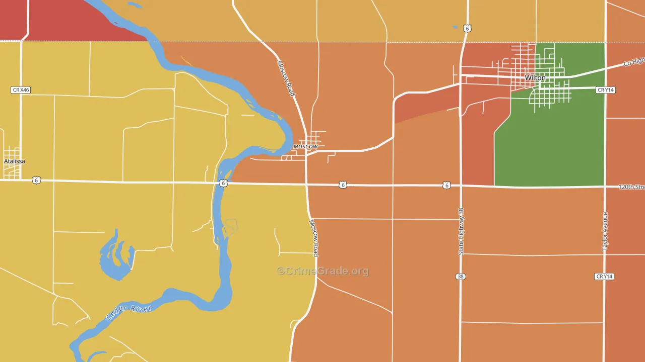 Moscow, IA Map of Robbery Rates