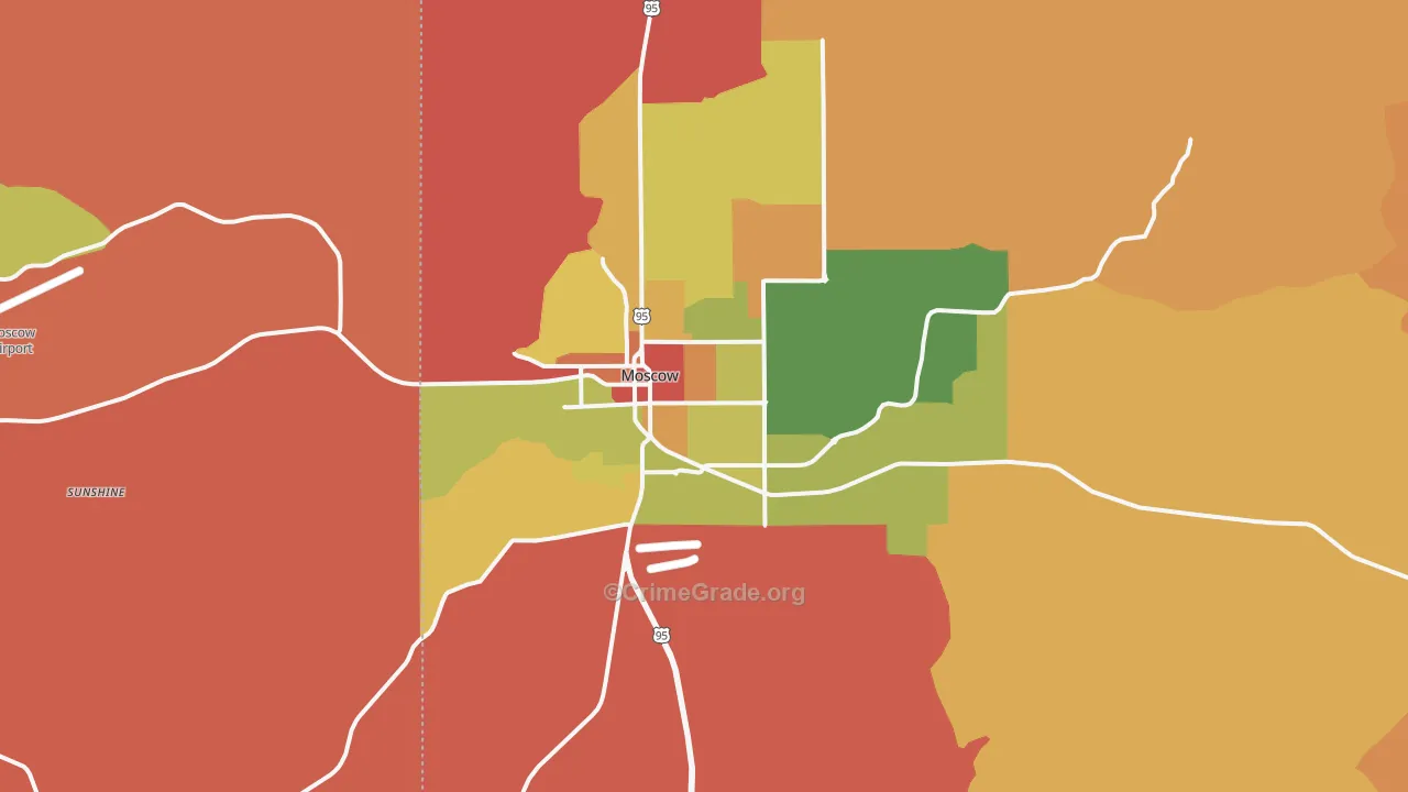 Moscow, ID Map of Robbery Rates