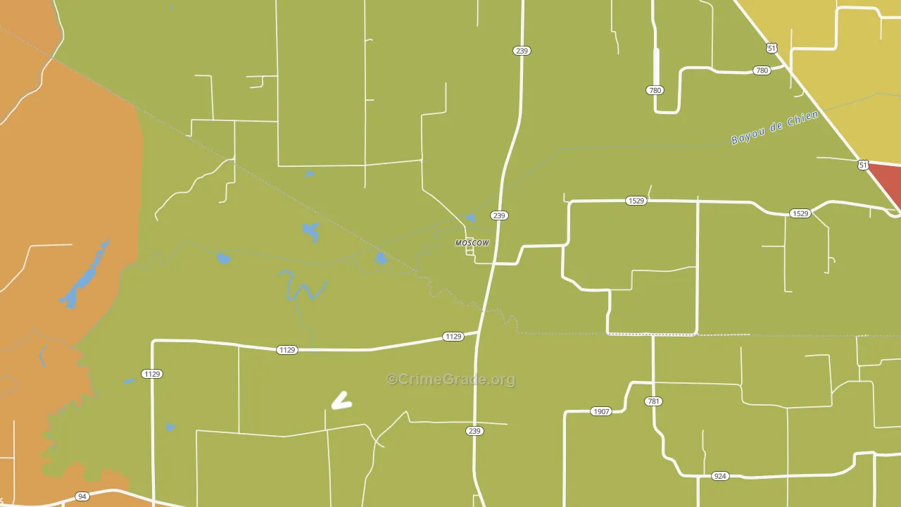Moscow, KY Map of Robbery Rates