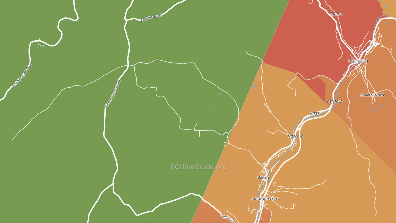 Moscow, MD Map of Robbery Rates