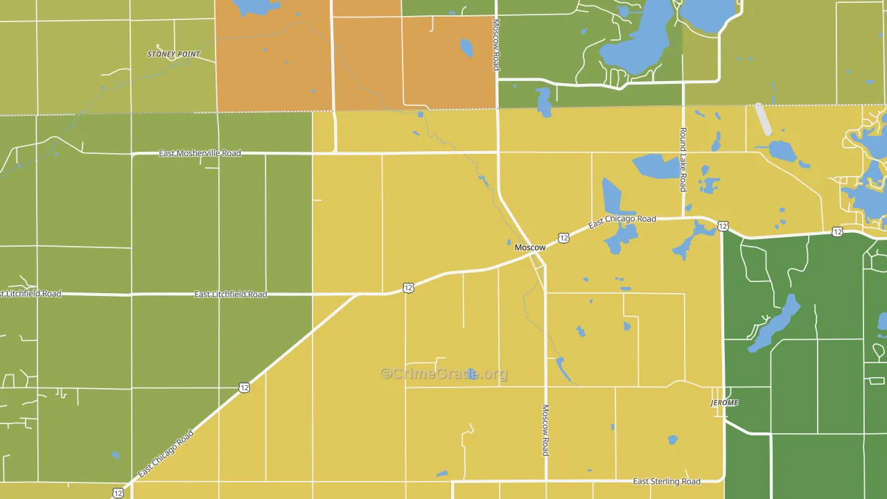 Moscow, MI Map of Robbery Rates