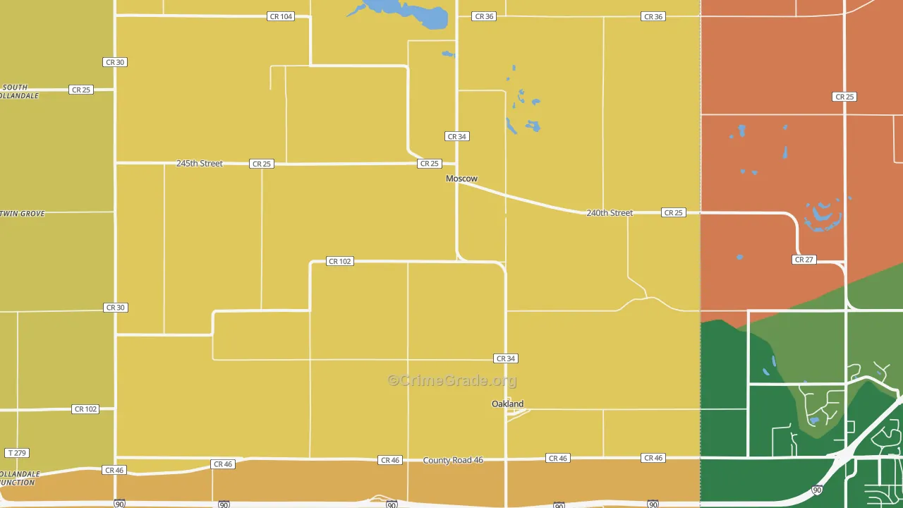 Moscow, MN Map of Robbery Rates
