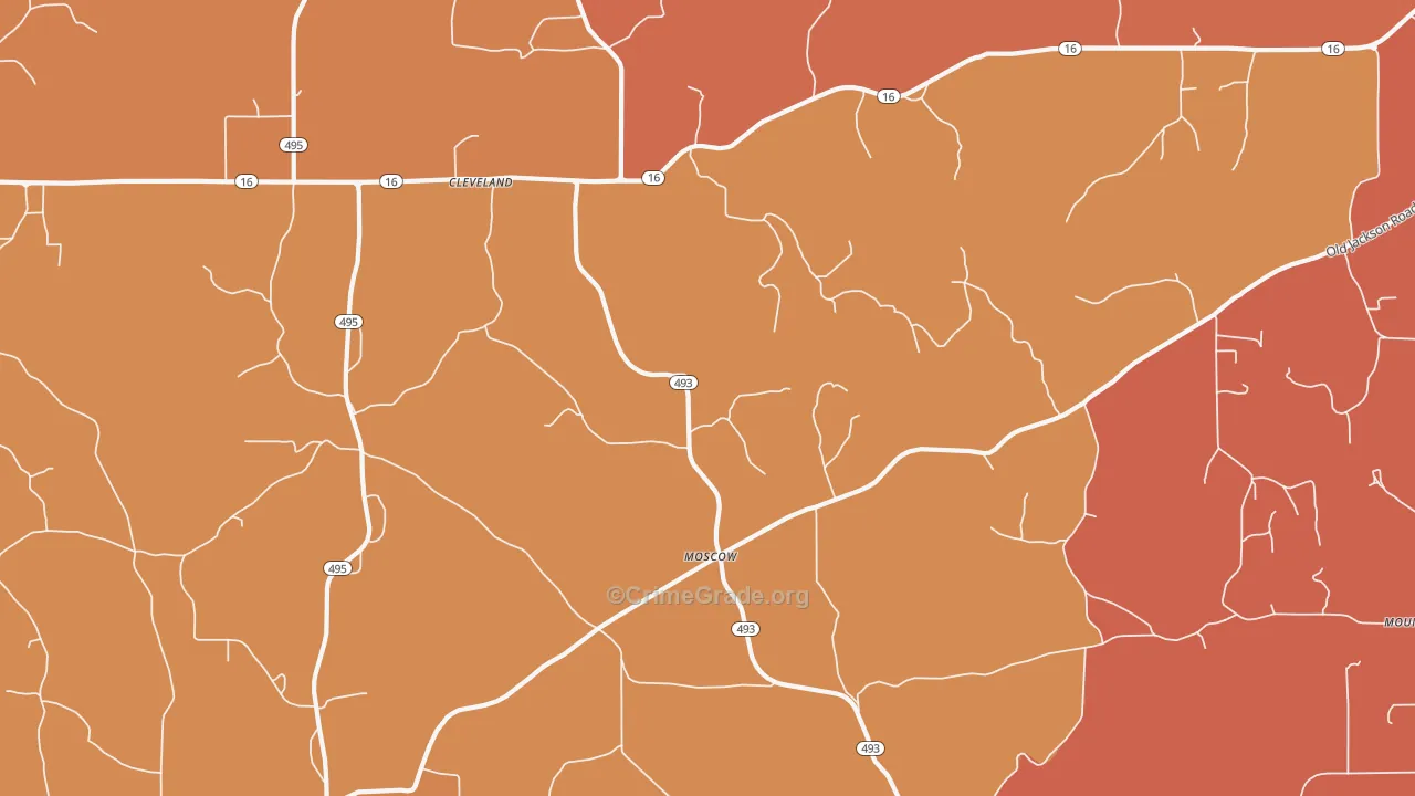 Moscow, MS Map of Robbery Rates
