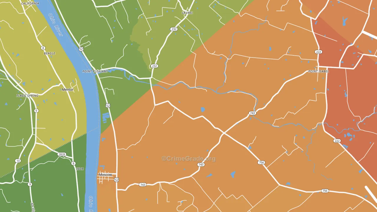 Moscow, OH Map of Robbery Rates