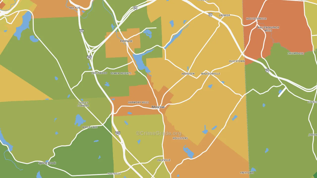 Moscow, PA Map of Robbery Rates