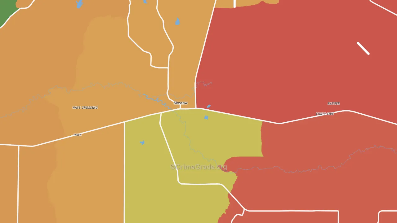 Moscow, TN Map of Robbery Rates