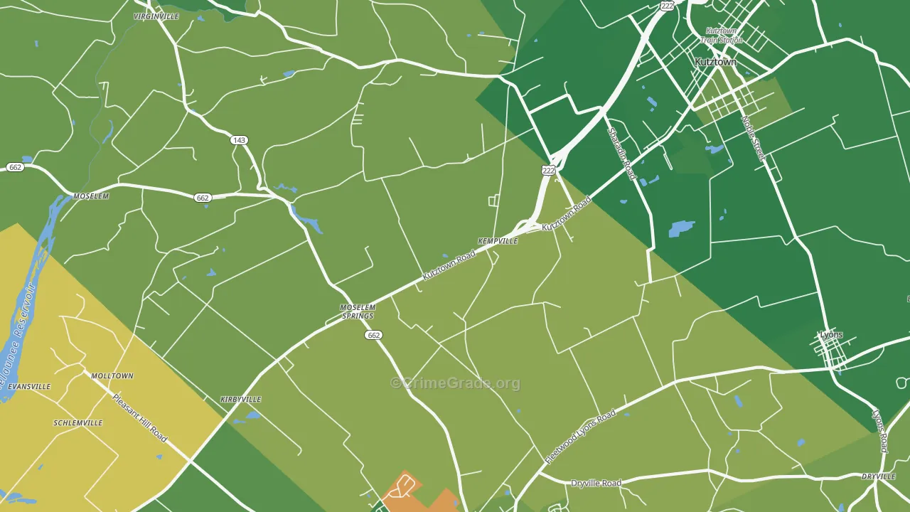 Moselem Springs, PA Map of Robbery Rates