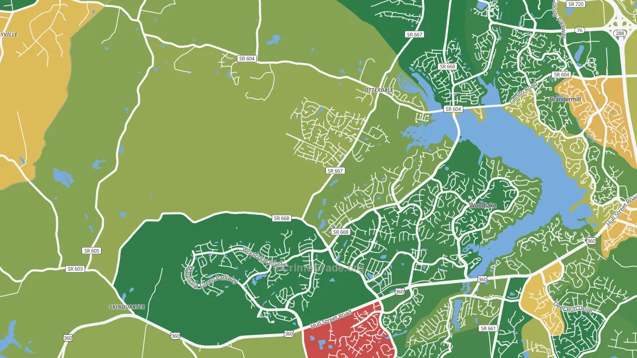Moseley, VA Map of Robbery Rates