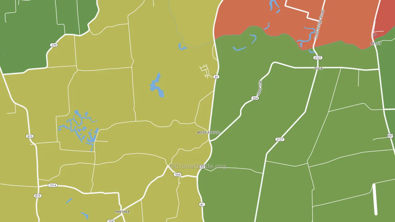 Moseleyville, KY Map of Robbery Rates