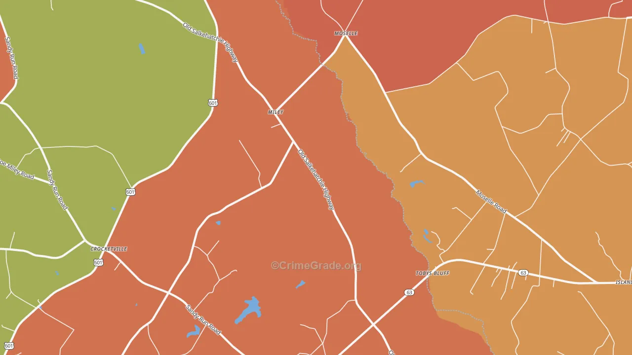 Moselle, SC Map of Robbery Rates