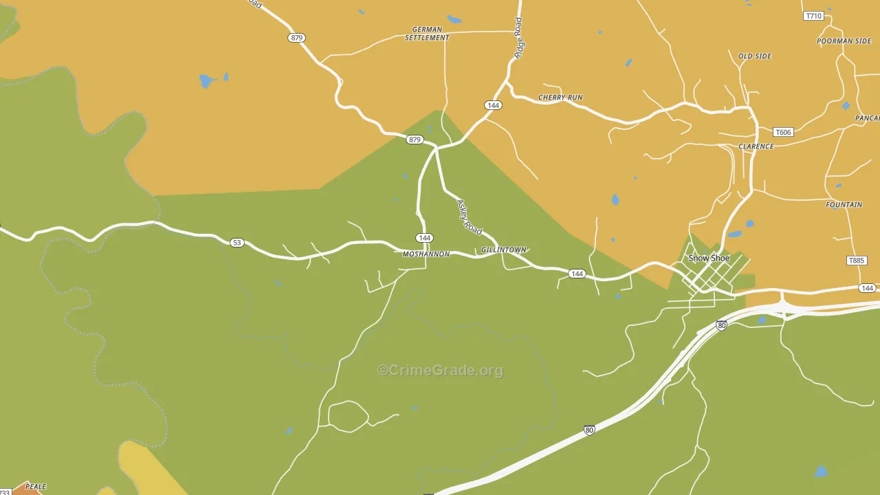 Moshannon, PA Map of Robbery Rates
