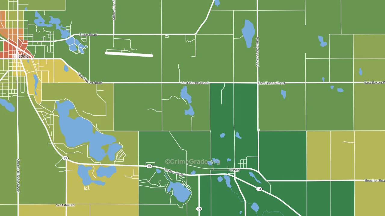 Mosherville, MI Map of Robbery Rates