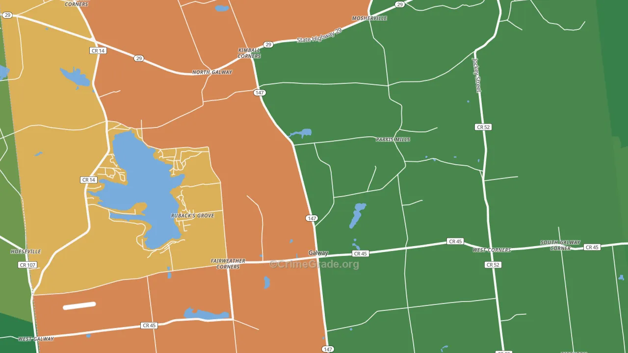 Mosherville, NY Map of Robbery Rates