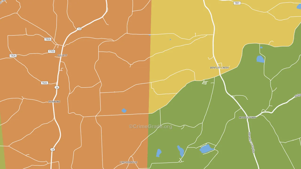 Mosherville, PA Map of Robbery Rates
