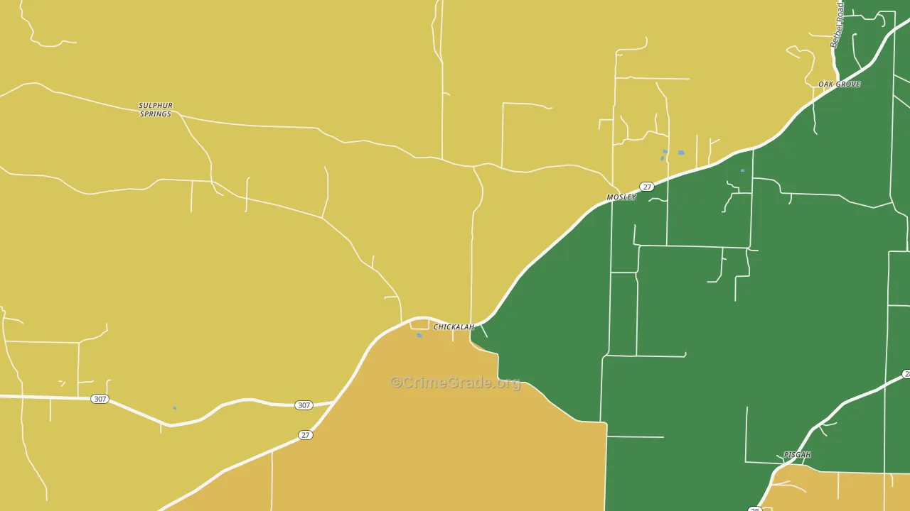 Mosley, AR Map of Robbery Rates