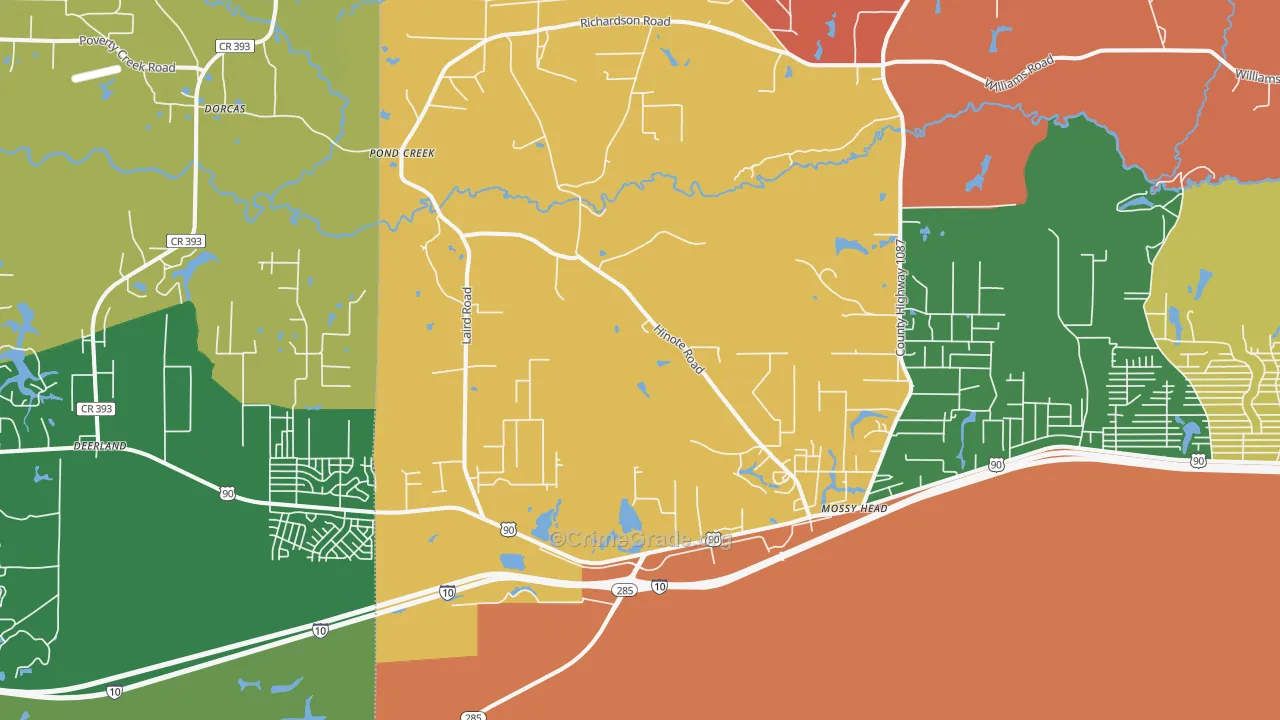 Mossy Head, FL Map of Robbery Rates