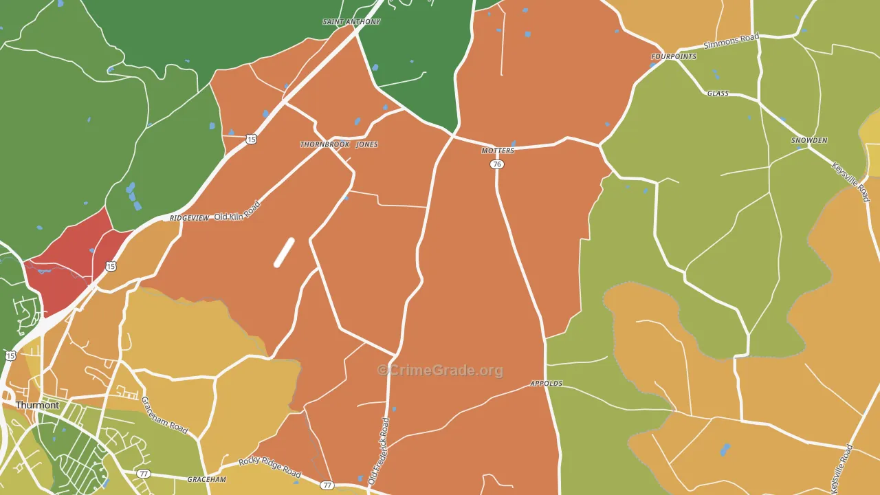 Motters, MD Map of Robbery Rates