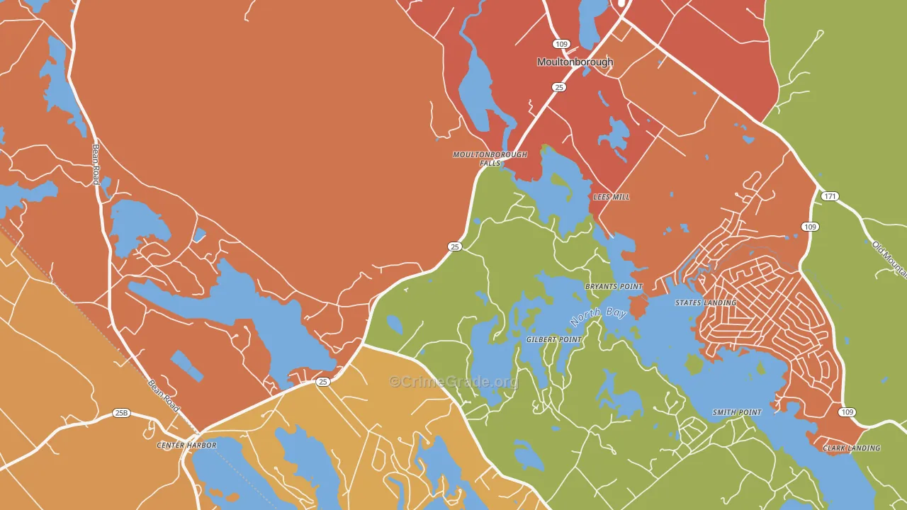 Moultonborough Falls, NH Map of Robbery Rates