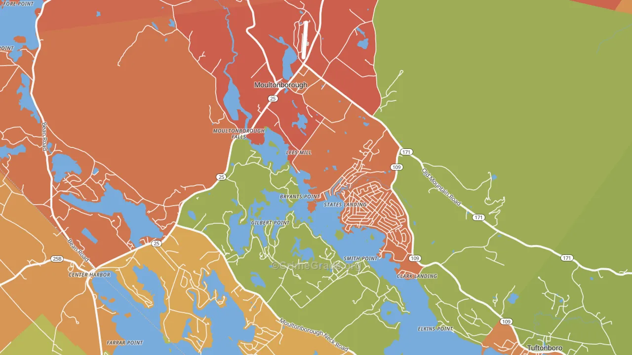 Moultonborough, NH Map of Robbery Rates