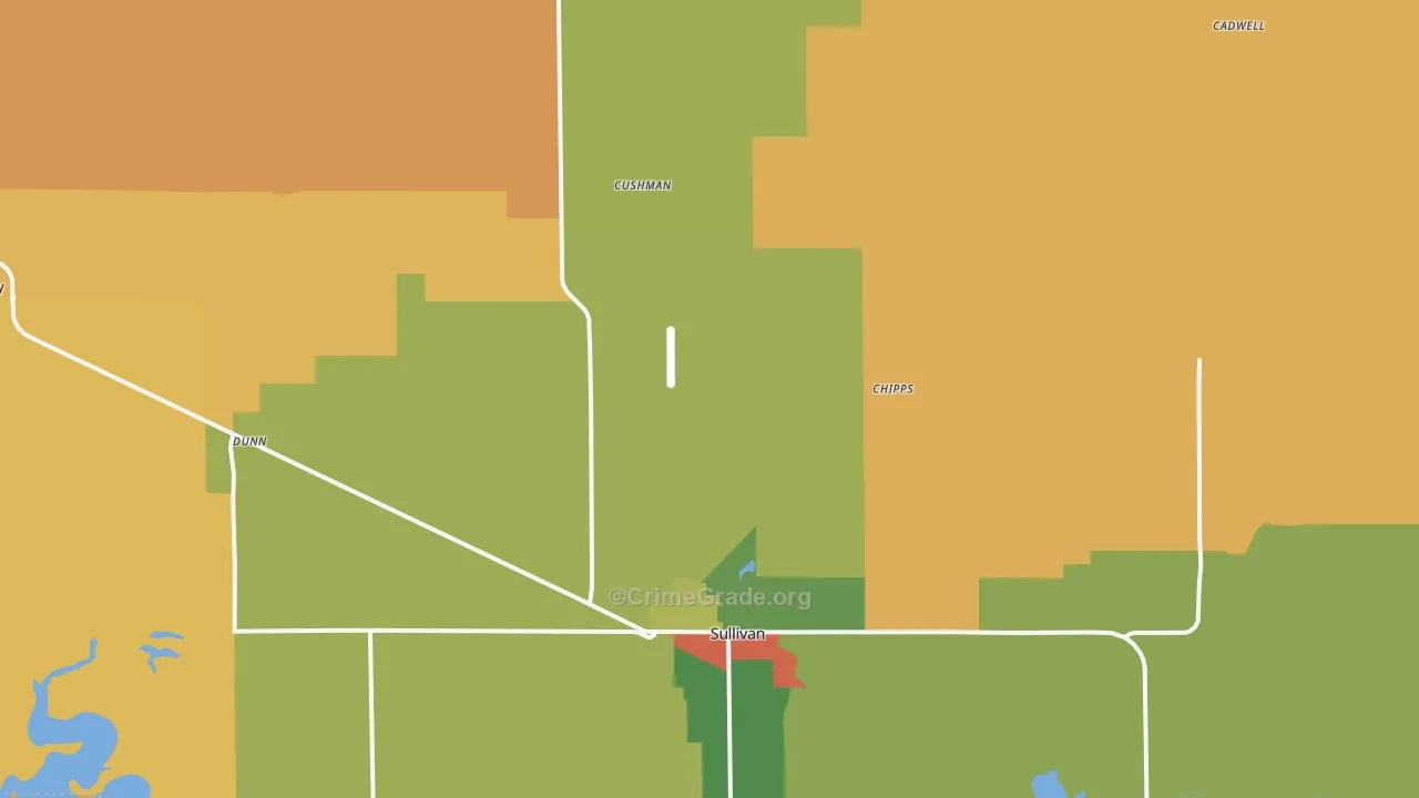 Moultrie County, IL Map of Robbery Rates