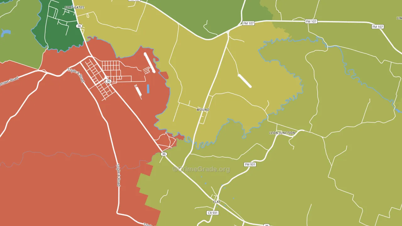 Mound, TX Map of Robbery Rates