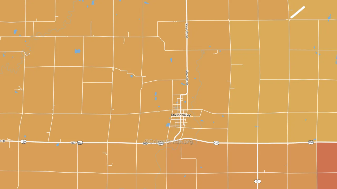 Mound Valley, KS Map of Robbery Rates