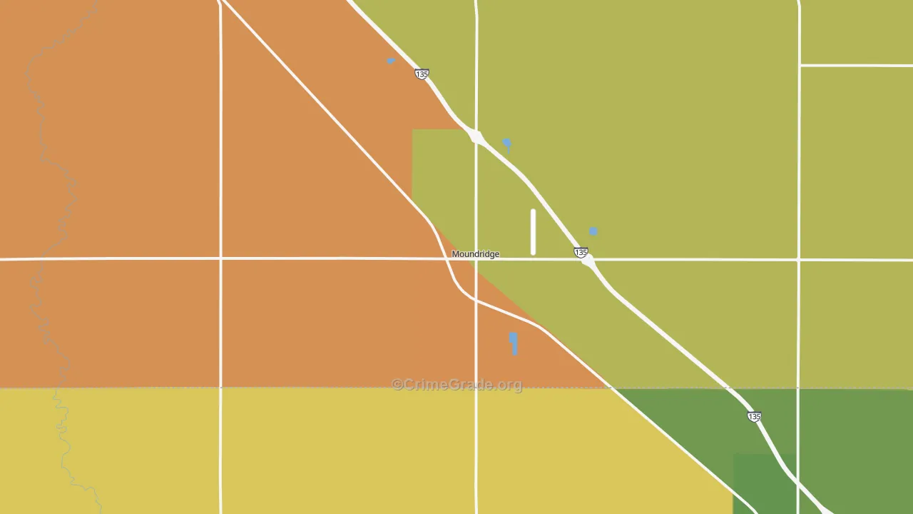 Moundridge, KS Map of Robbery Rates