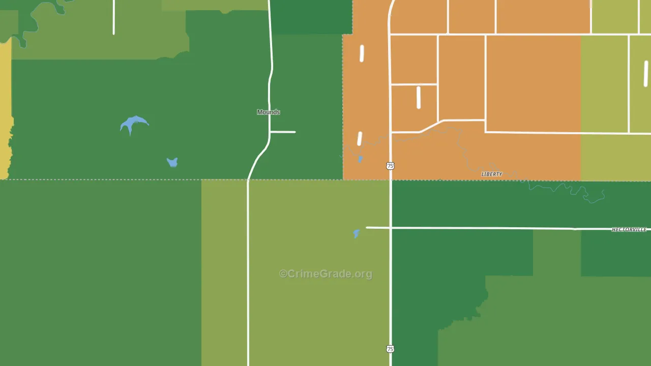 Mounds, OK Map of Robbery Rates