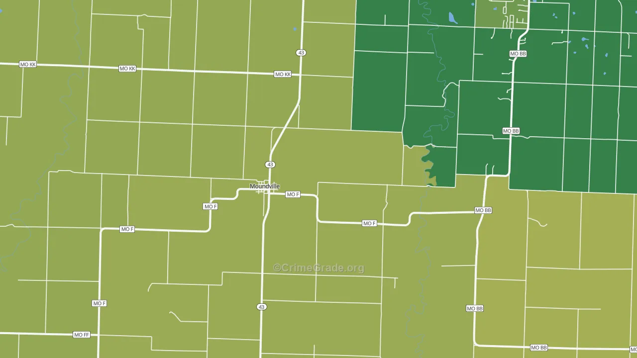 Moundville, MO Map of Robbery Rates