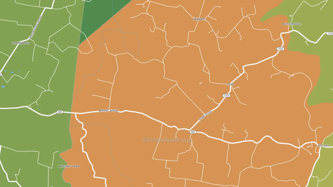 Mount Aerial, KY Map of Robbery Rates