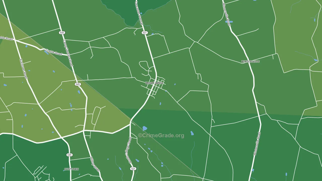 Mount Aetna, PA Map of Robbery Rates