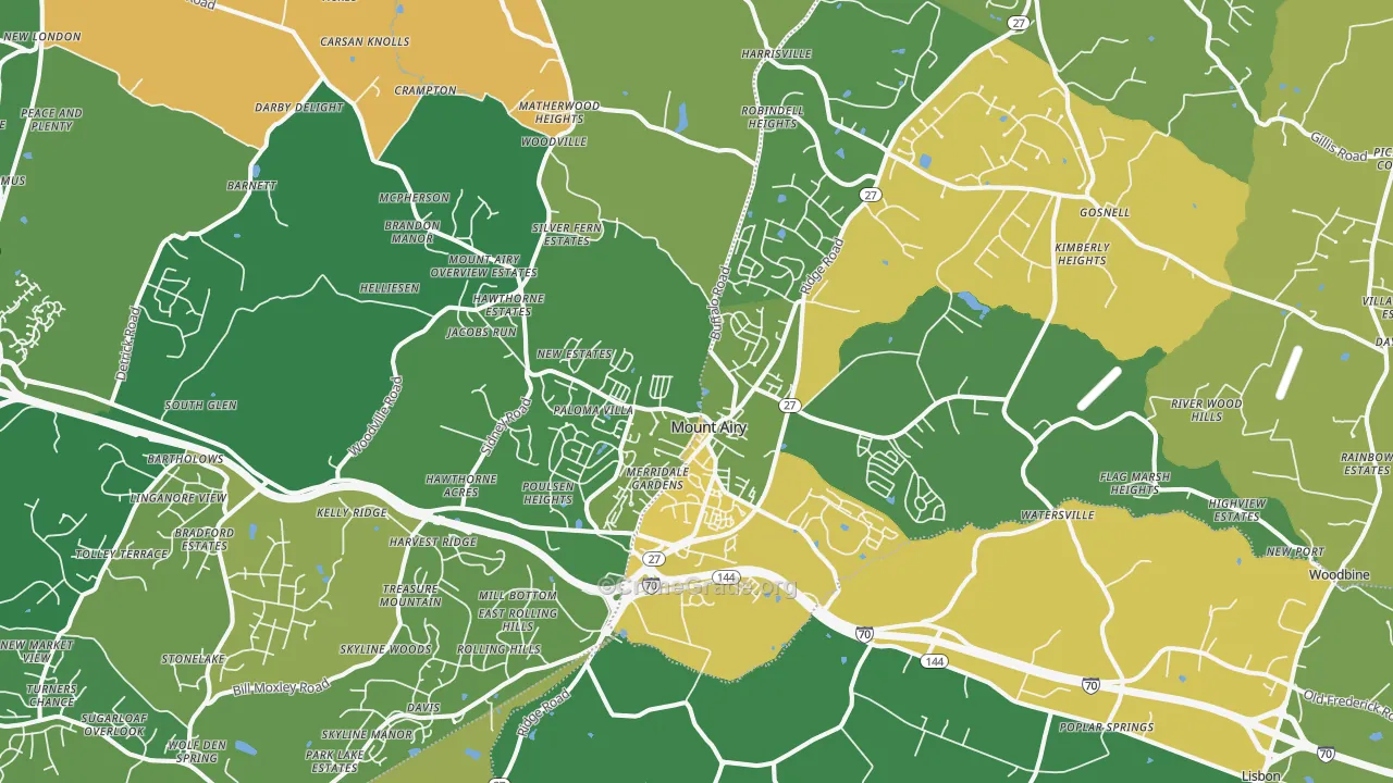 Mount Airy, MD Map of Robbery Rates