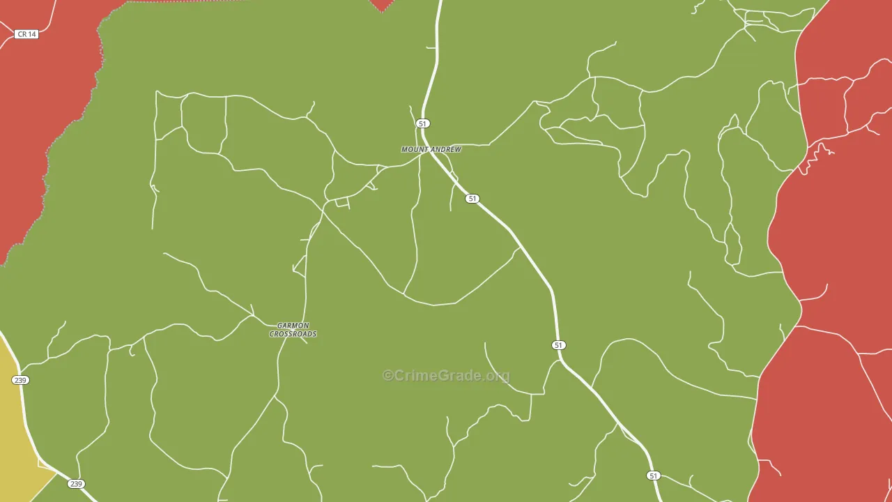 Mount Andrew, AL Map of Robbery Rates