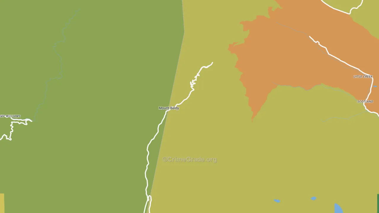 Mount Baldy, CA Map of Robbery Rates