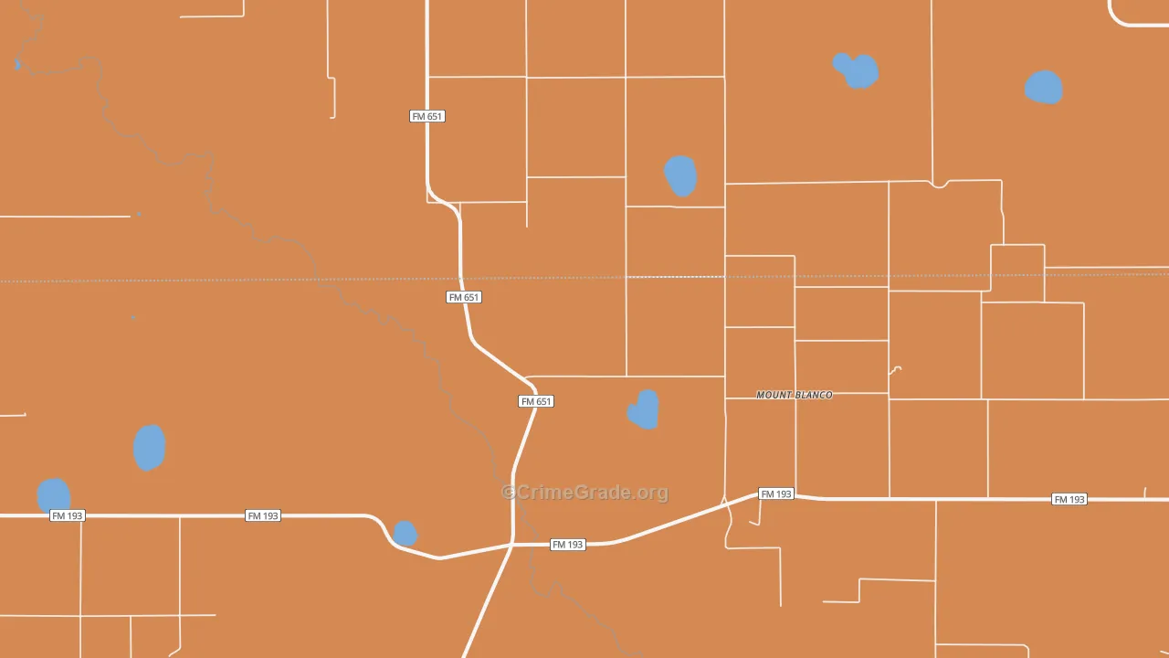 Mount Blanco, TX Map of Robbery Rates