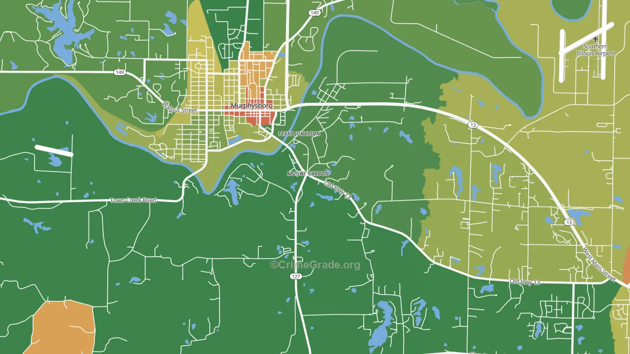 Mount Carbon, IL Map of Robbery Rates