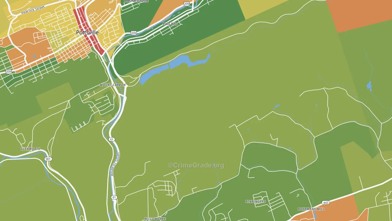 Mount Carbon, PA Map of Robbery Rates