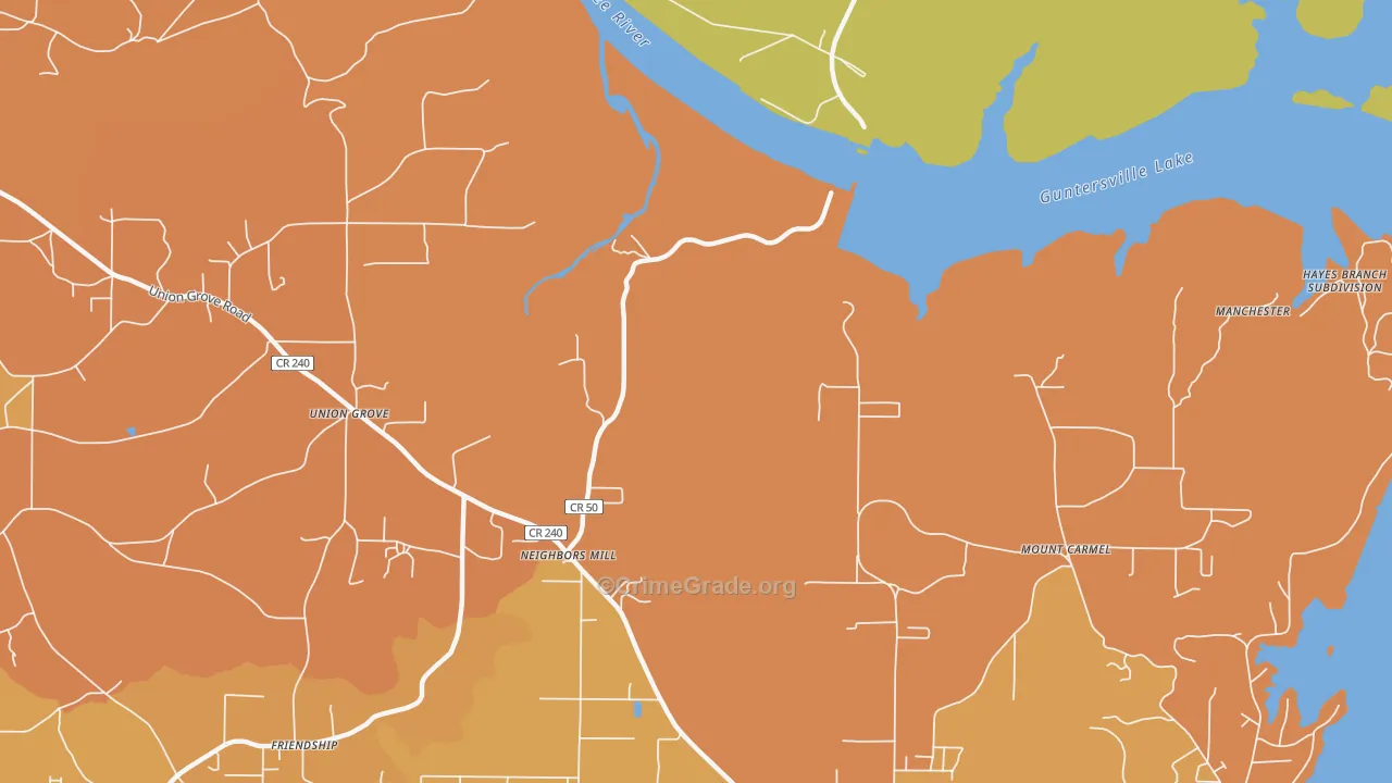 Mount Carmel, AL Map of Robbery Rates