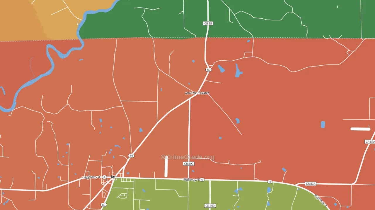 Mount Carmel, FL Map of Robbery Rates