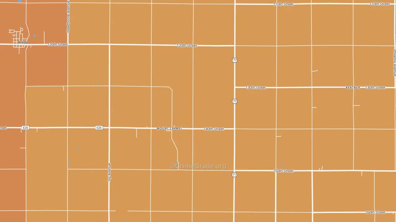Mount Carmel, IA Map of Robbery Rates