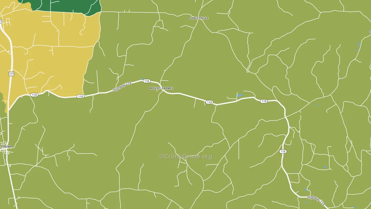 Mount Carmel, LA Map of Robbery Rates